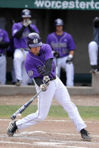 Courtesy of Peter Cooke/Holy Cross Athletics
Sophomore outfielder Evan Ocello is batting .357 with 55 hits, 37 runs scored and 13 doubles for the Holy Cross University (Worcester, Mass.) baseball team this season.
